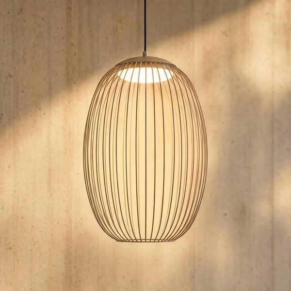 Lampada a sospensione da esterno LED Lucande Richi, beige, 40 cm, dimmerabile Richi Lucande,, Crema / Ambra, Metallo, Moderno