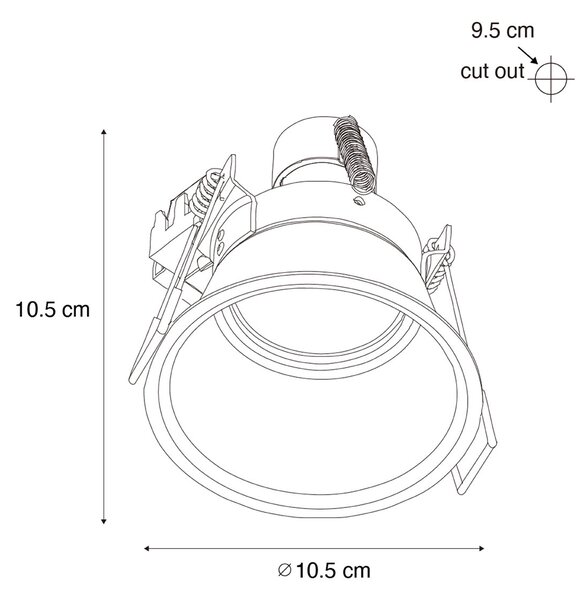 Set di 6 faretti da incasso moderni neri con oro GU10 70mm IP44 - Dept