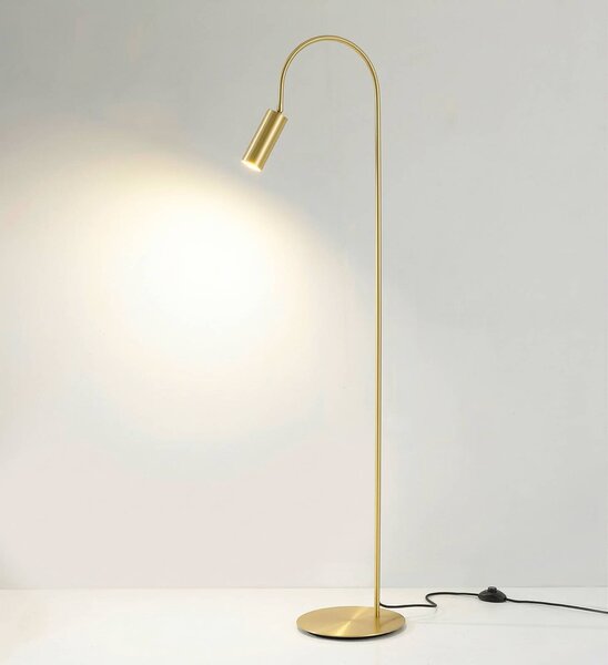 Cremasco Piantana 7539, ottone satinato, ottone, GU10 7539, Ottone / Oro, Soggiorno / Sala da pranzo, Ottone, Moderno, Lampada da terra