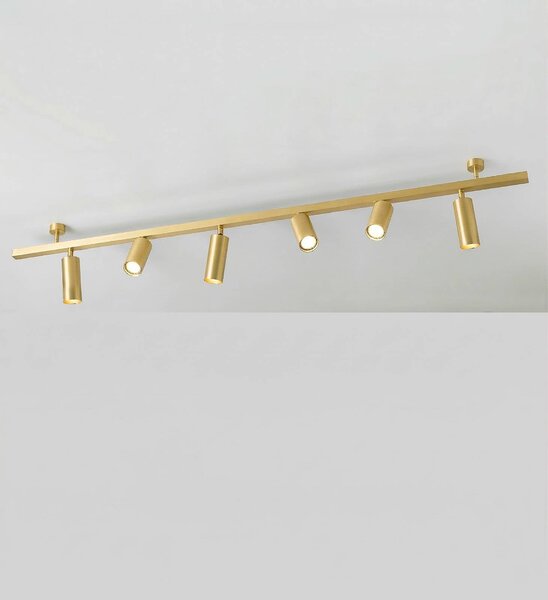 Cremasco Plafoniera 7535, ottone satinato, a 6 luci, GU10 dimmerabile, Ottone / Oro, Soggiorno / Sala da pranzo, Ottone, Moderno, Downlight