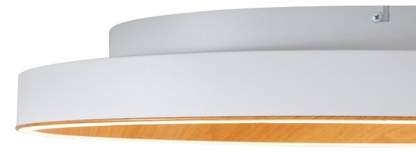 Plafoniera di design bianca con legno 60 cm incl. LED con interruttore a 3 vie - Ingo