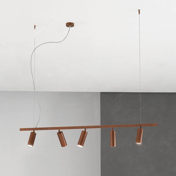 Cremasco Lampada a sospensione 7531, dimmerabile, Legno scuro, Soggiorno / Sala da pranzo, Ottone, Moderno, Lampada a sospensione
