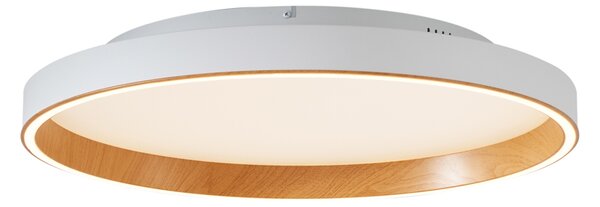 Plafoniera di design bianca con legno 60 cm incl. LED con interruttore a 3 vie - Ingo