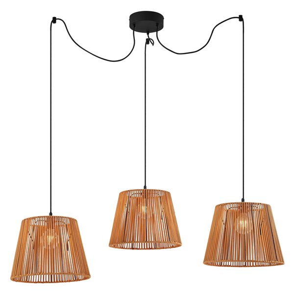 Lampada a sospensione da esterno nera con paralumi in corda arancione 3 luci IP44 - Cava Jayla