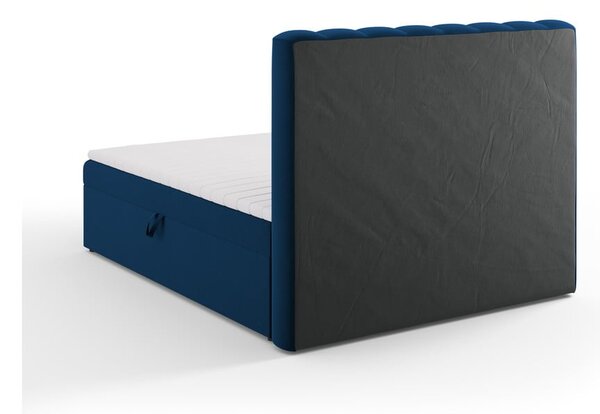 Letto boxspring blu scuro con contenitore 160x200 cm Gina - Milo Casa
