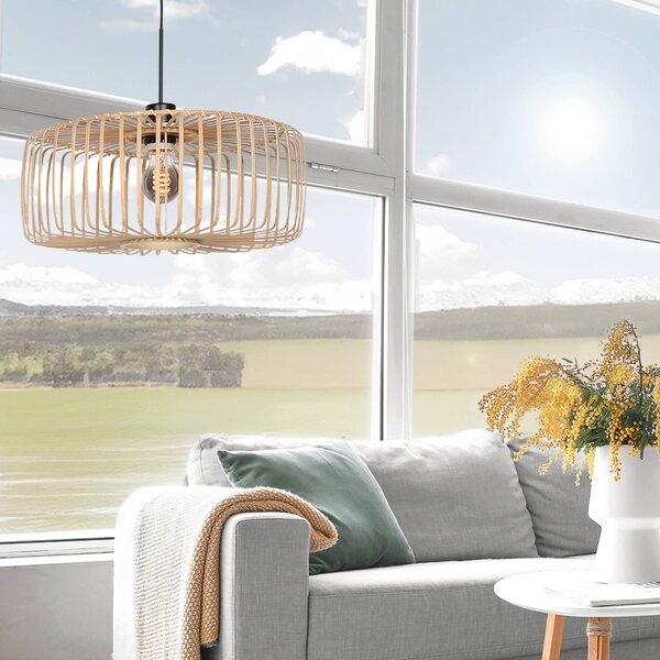 Steinhauer Lampada a sospensione Sparkled Light, dimmerabile, Nero, Soggiorno / Sala da pranzo, bambù, Lampada a sospensione