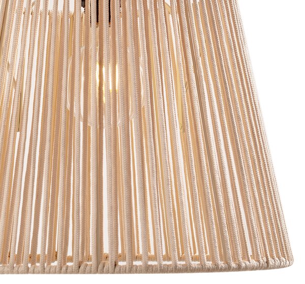 Lampada a sospensione da esterno nera con paralume in corda beige IP44 - Cava Jayla