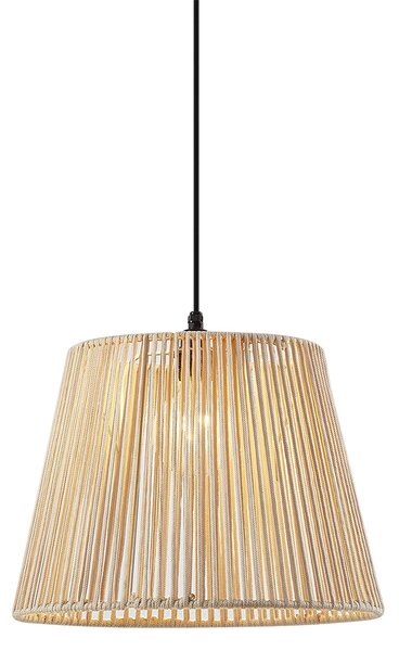 Lampada a sospensione da esterno nera con paralume in corda beige IP44 - Cava Jayla