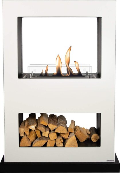 Caminetto a etanolo Xaralyn - Lasize BW - legno bianco - riscaldamento 3 kW - caminetto decorativo - caminetto trasparente - divisorio per ambienti