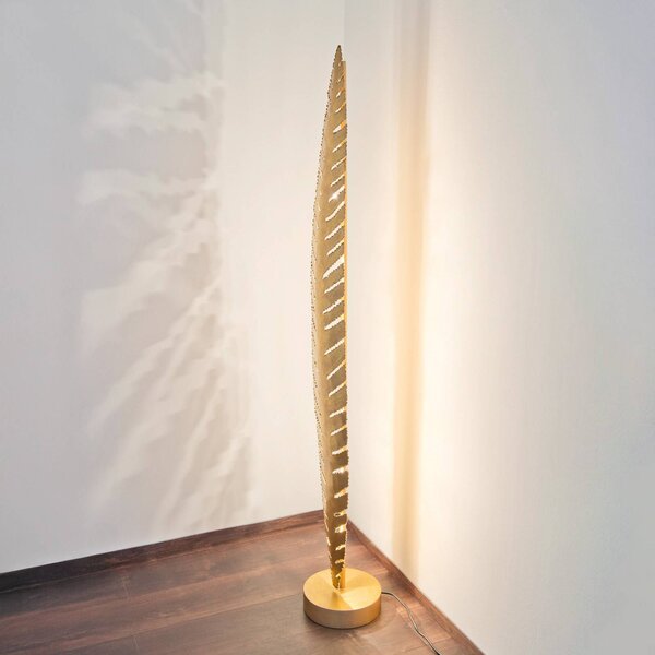 Holländer Lampada da terra PIETRO, Ottone / Oro, Soggiorno / Sala da pranzo, Metallo, Lampada da terra