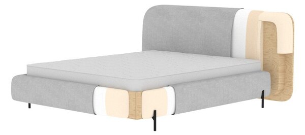 Letto matrimoniale imbottito beige con contenitore e rete inclusi 180x200 cm Pointt – ELTAP