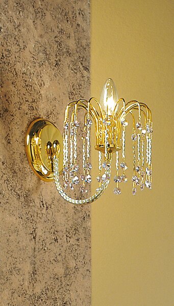 Applique 1 luce oro lucido e cristallo - 405/A1 - Royal Crystal - Arredo Luce Oro 24 kt