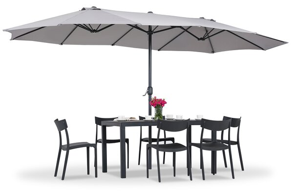 Ombrellone doppio Merida 2,7 x 4,5 m grigio Garden Point