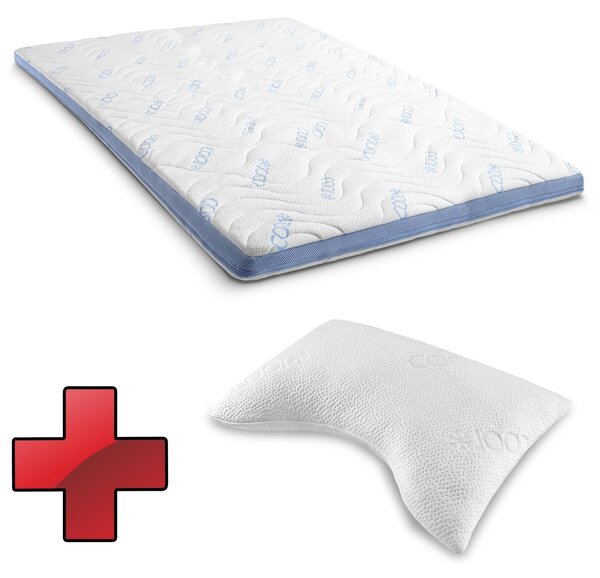 Topper in schiuma fredda CloudComfort Cool 120 x 200 cm H2/H3, altezza 7 cm, livello di compattezza H2/H3, topper a 7 zone con lato estivo e invernale