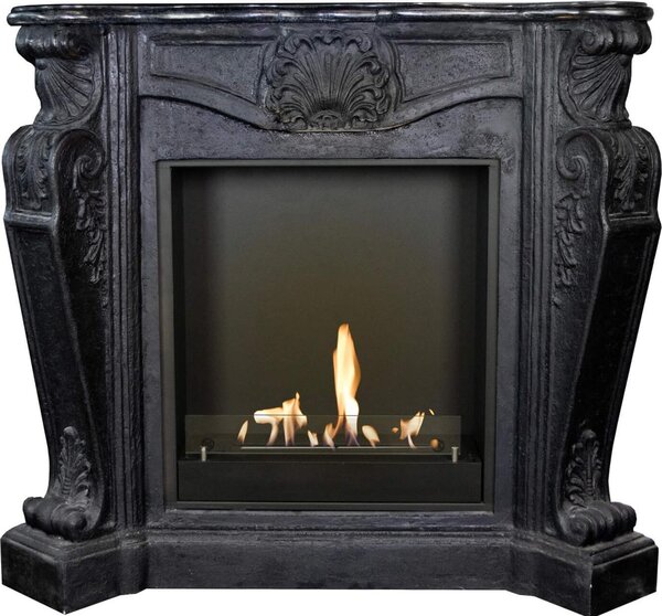 Caminetto a etanolo Xaralyn - Louis BIU-B - pietra naturale nera - riscaldamento 3 kW - caminetto da incasso incluso - caminetto decorativo