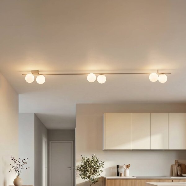 Plafoniera soffitto Imelo TK Lighting, dimmerabile, Crema / Ambra, Camera da letto, Vetro, Plafoniera