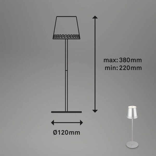 Briloner Lampada LED da tavolo Kiki con accu 3.000K, cromo