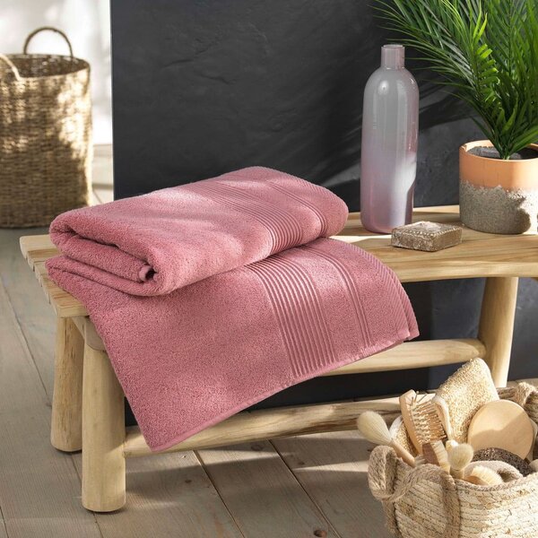 Asciugamano in spugna di cotone rosa 90x150 cm Tendresse - douceur d'intérieur