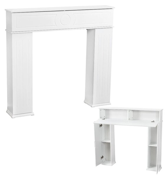 Dekokamin - Mensola per caminetto con vano portaoggetti - Scomparto segreto - Legno - Bianco