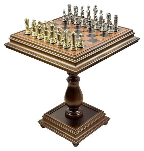 Esclusivo tavolo da gioco Italfama (66 cm) + pedine a forma di busti degli imperatori romani (12 cm) + dama