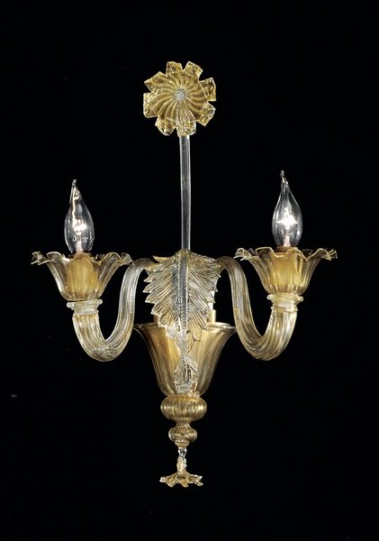 Applique 2 luci cristallo e oro in vetro di Murano - 1013/A2 - Vetrilamp