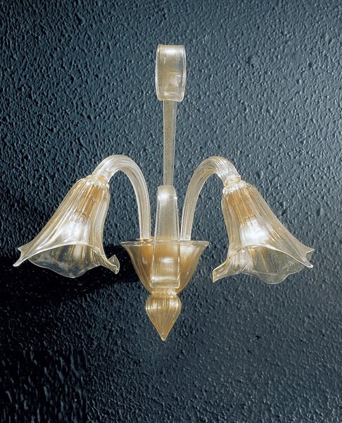 Applique 2 luci in vetro di Murano, cristallo e oro- 983/A2- Vetrilamp