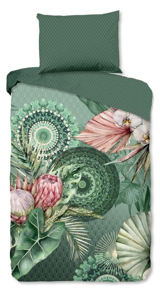 Biancheria da letto in flanella verde per letto singolo 140x200 cm - HIP