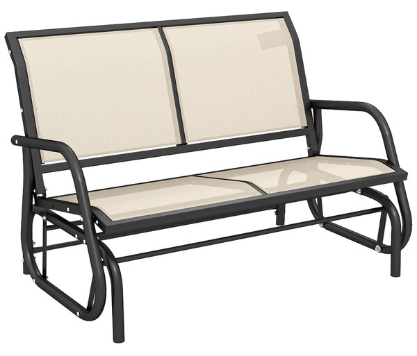Outsunny Panchina a Dondolo da Giardino a 2 Posti in Metallo e Tessuto a Rete Traspirante, 120x70x85cm, Beige