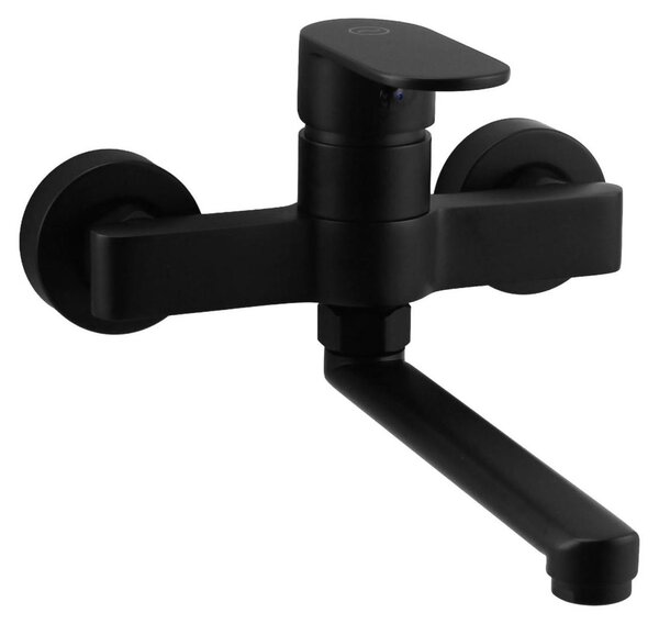 Rubinetto da cucina monocomando, modello Aquanello Casa, colore nero, con bocca di uscita da 15 cm, codice prodotto BL-1415-CS