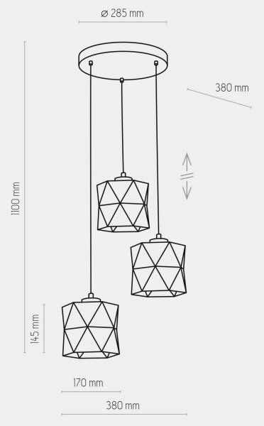 Lampadario su filo SIRO 3xE27/15W/230V bianco/argento