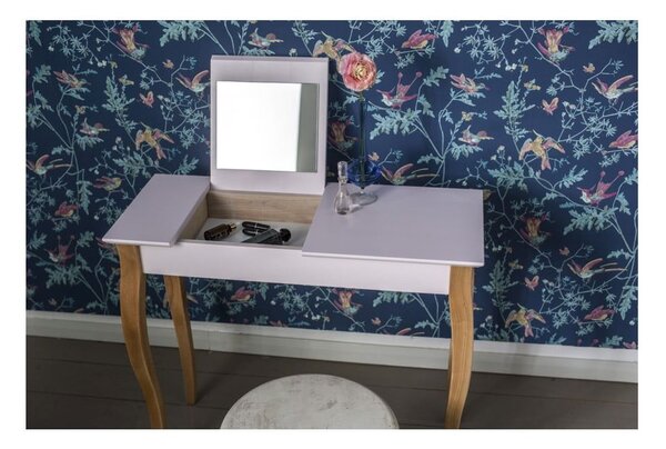Tavolino da toilette bianco con specchio Tavolino da toilette, lunghezza 65 cm - Ragaba