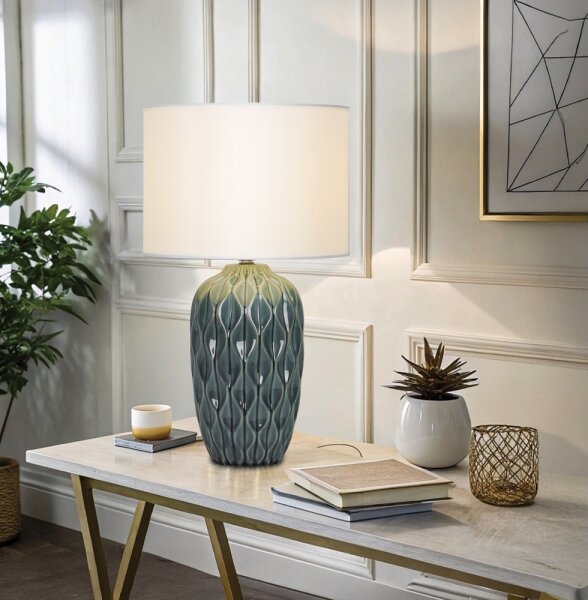 Lampada da tavolo PINEAPLE 1xE27/40W/230V bianco/verde