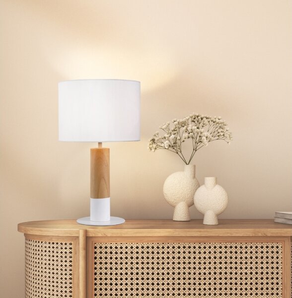 Lampada da tavolo CARROL 1xE27/40W/230V bianca/marrone