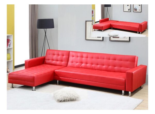 Divano letto angolare reversibile in similpelle Rosso - WILLIS