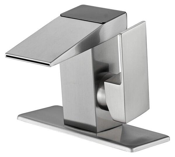 Rubinetto per lavabo da bagno - Miscelatore a cascata digitale - Indicatore di temperatura LED - Miscelatore monocomando - Acqua calda e fredda - Argento