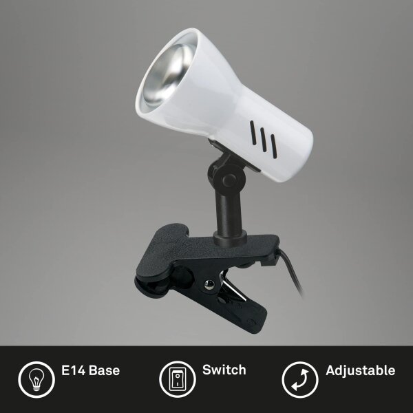 Briloner 2794/016P - Lampada con clip 1xE14/40W/230V nero/bianco