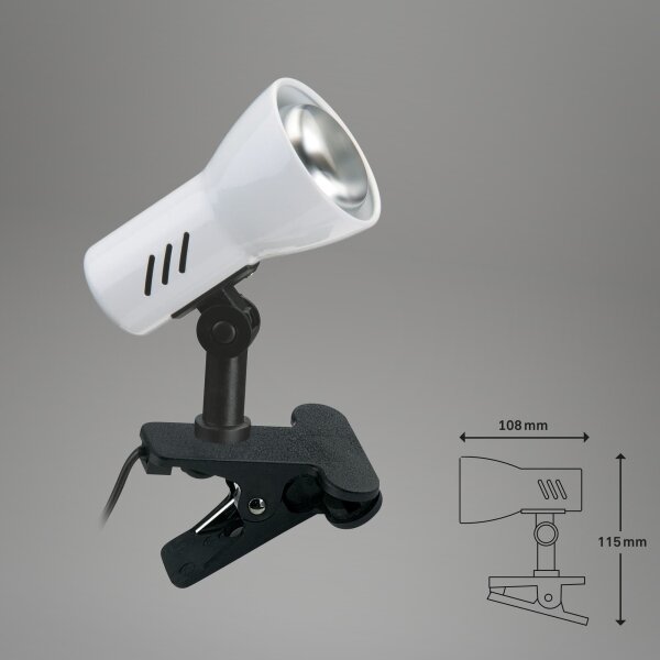 Briloner 2794/016P - Lampada con clip 1xE14/40W/230V nero/bianco