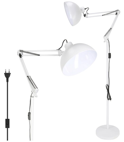 Brilagi - Lampada da terra flessibile TASKER 1xE27/60W/230V 157 cm bianca