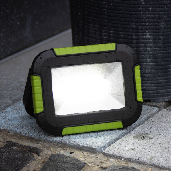 FH Lighting Faretto da esterno a LED ricaricabile 850946, nero/verde, lunghezza 16 cm dimmerabile, Nero, Plastica, Moderno