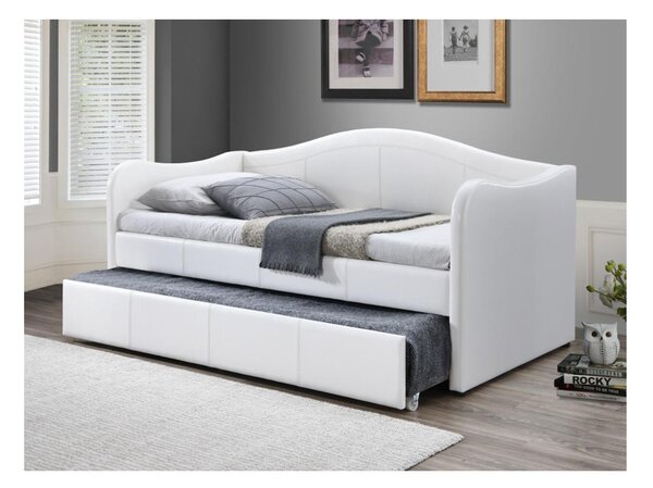 Divano letto con letto estraibile 2 x 90 x 190 cm in Similpelle Bianco - MATHILDE