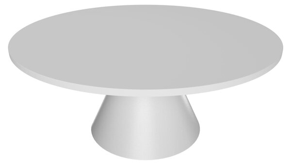 Artù White - Tavolo da pranzo rotondo ⌀ 120 cm in legno laminato con base a cono in metallo-Bianco