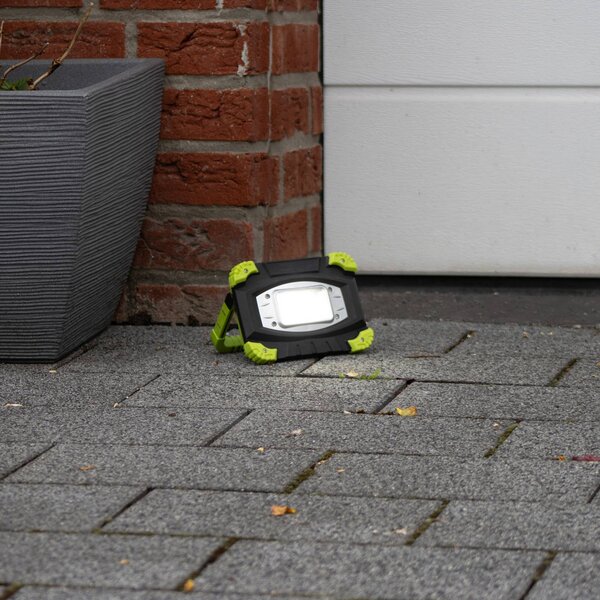 FH Lighting Faretto da esterno a LED ricaricabile 850947, nero/verde, lunghezza 17 cm dimmerabile, Nero, Plastica, Moderno