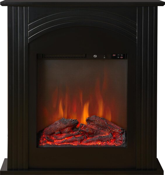 Set per caminetto elettrico Sureflame Henlow nero da 27", modello da appoggio, dimensioni 75 cm x 70 cm x 22 cm, potenza termica 1 kW - 2 kW, effetto fiamma a LED