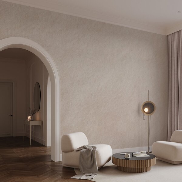 Carta da parati Sfondo beige chiaro in stile intonaco decorativo, minimalista, con effetto pietra, Carta da parati Buffer, w09800 : Uwalls.it