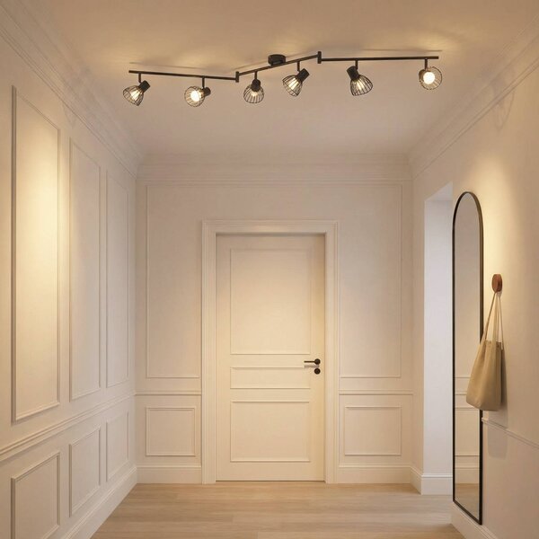 Plafoniera soffitto Piena Lindby, dimmerabile, Nero, Soggiorno / Sala da pranzo, Metallo, Moderno, Plafoniera
