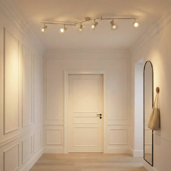 Plafoniera soffitto Piena Lindby, dimmerabile, Crema / Ambra, Soggiorno / Sala da pranzo, Metallo, Moderno, Plafoniera
