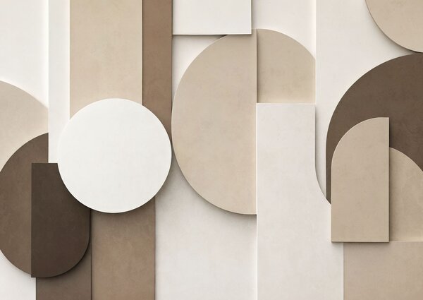 Carta da parati Forme geometriche beige in rilievo disposte in una composizione tridimensionale a, Carta da parati Geometriche, w05598 : Uwalls.it