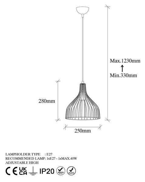 Lampada a sospensione color oro con paralume in metallo ø 25 cm Cafu - Opviq lights