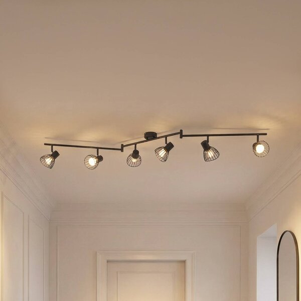 Plafoniera soffitto Piena Lindby, dimmerabile, Nero, Soggiorno / Sala da pranzo, Metallo, Moderno, Plafoniera