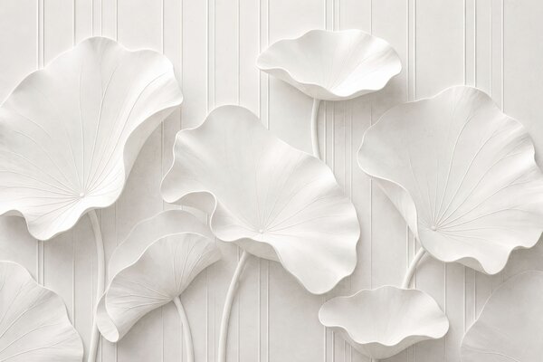 Carta da parati Rilievo floreale scultoreo bianco con petali a strati, elegante decorazione murale, Carta da parati 3D, w05604 : Uwalls.it
